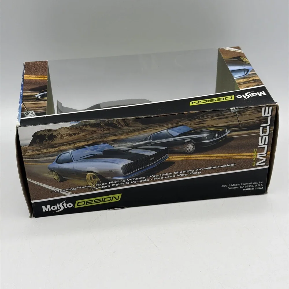 Maisto Design Shop 1968 Chevrolet Camaro Z28 Black And Gray 1:24 Diecast Car